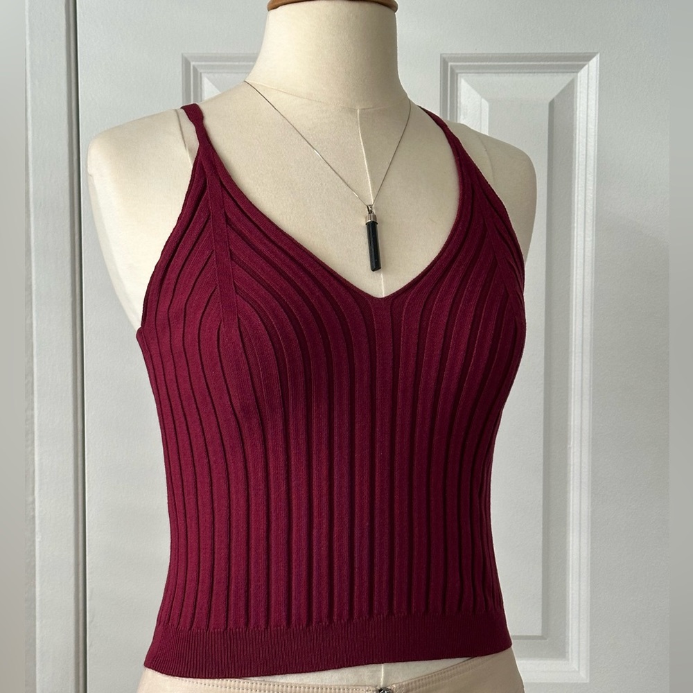 Debut full fashion sweater knit tank in red.